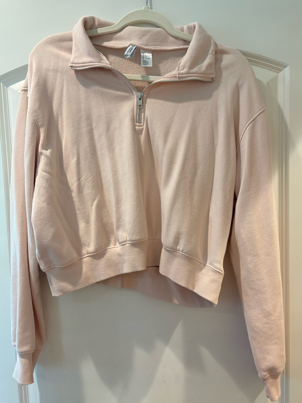 Womens Quarter-Zip Pullover Sweatshirt - Blush Pink